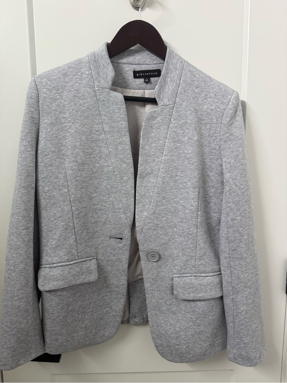 Gibsonlight Gray Notch Collar Knit Blazer